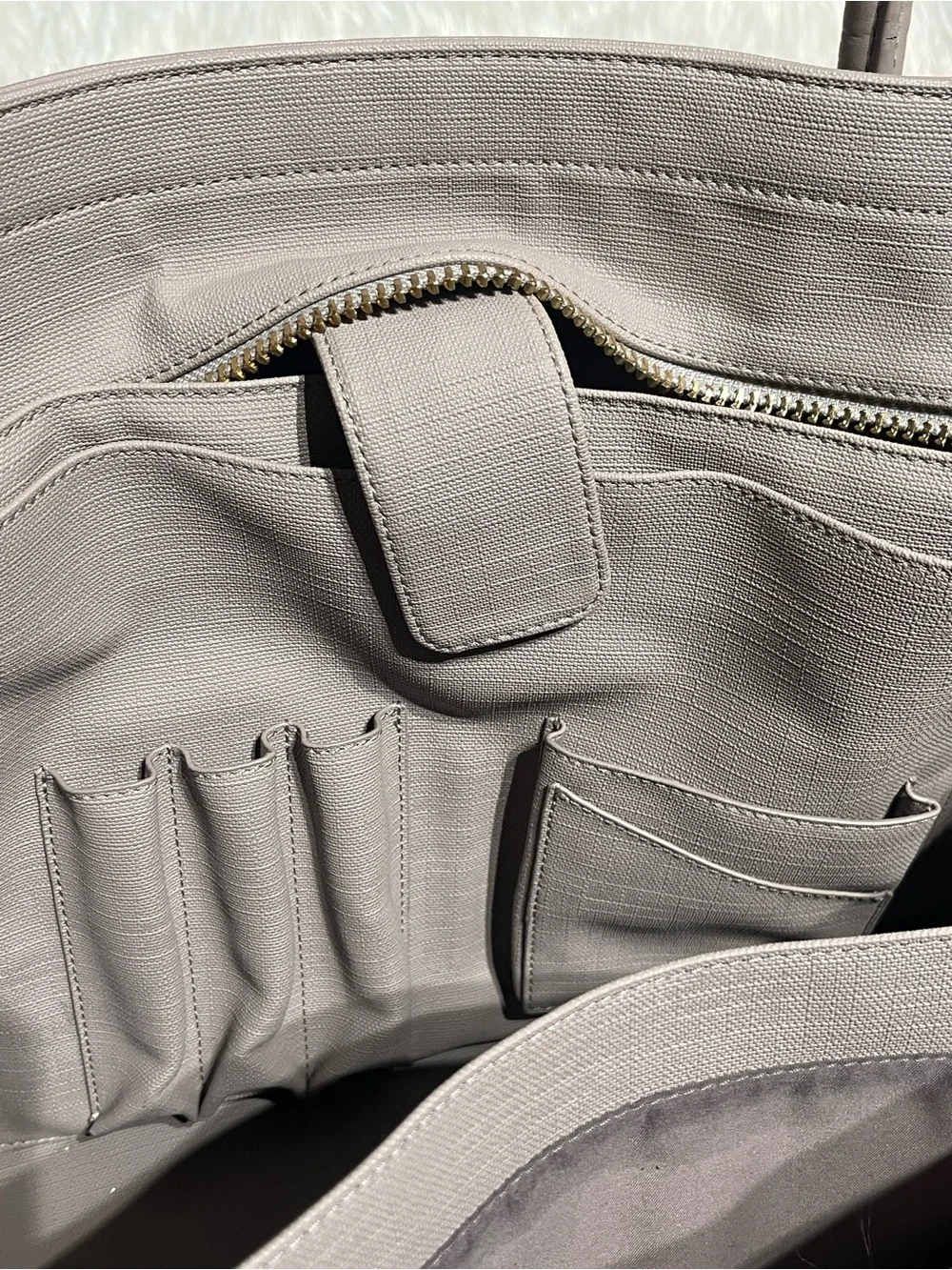 DAGNE DOVER Signature Legend Coated Canvas Large Laptop Tote Bag Gray / Taupe